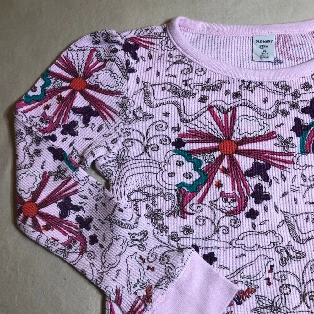 Old Navy Peace Love Design Girls Thermal Top